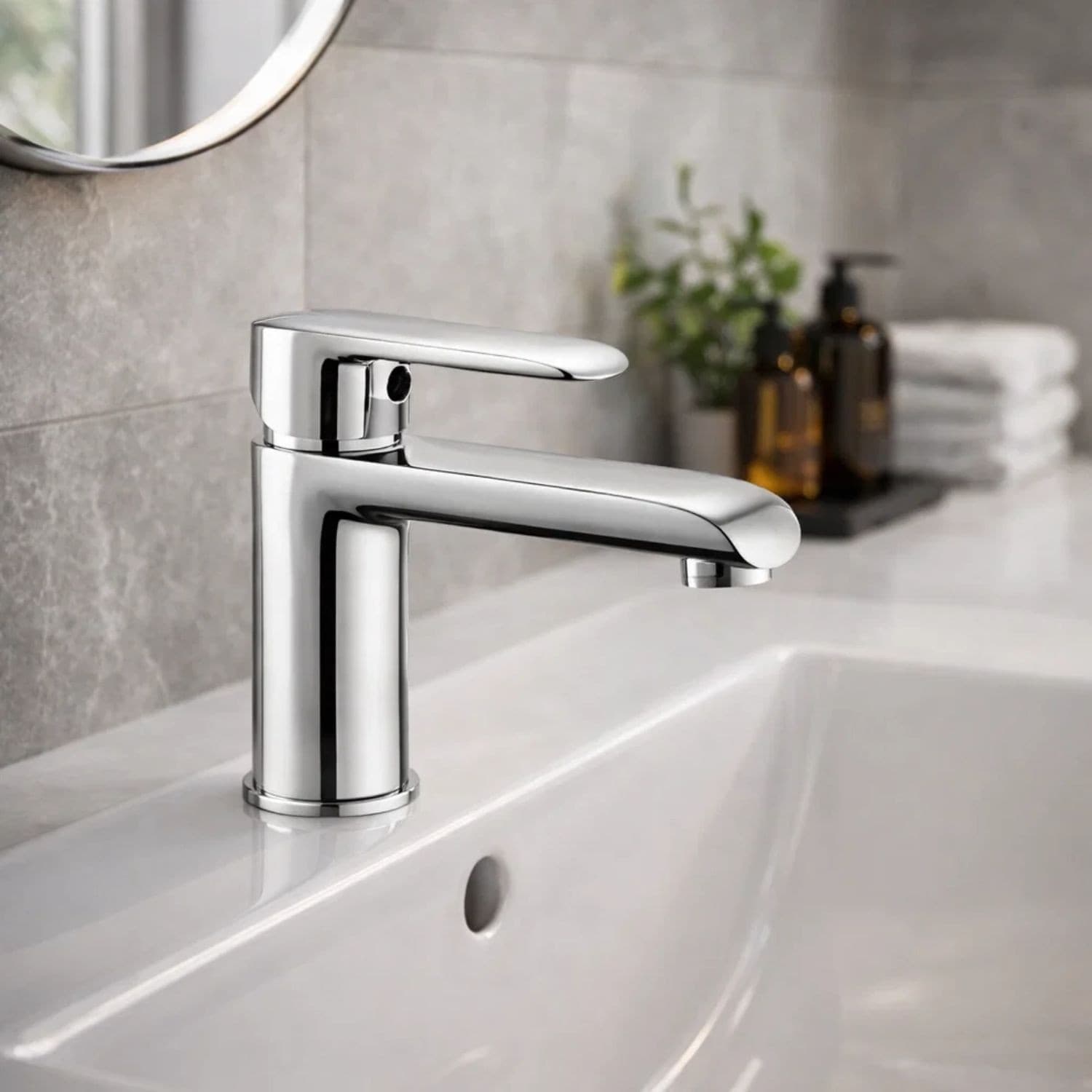 Miscelatore Rubinetto America per Lavabo in Ottone Colore Cromato con Piletta - 5