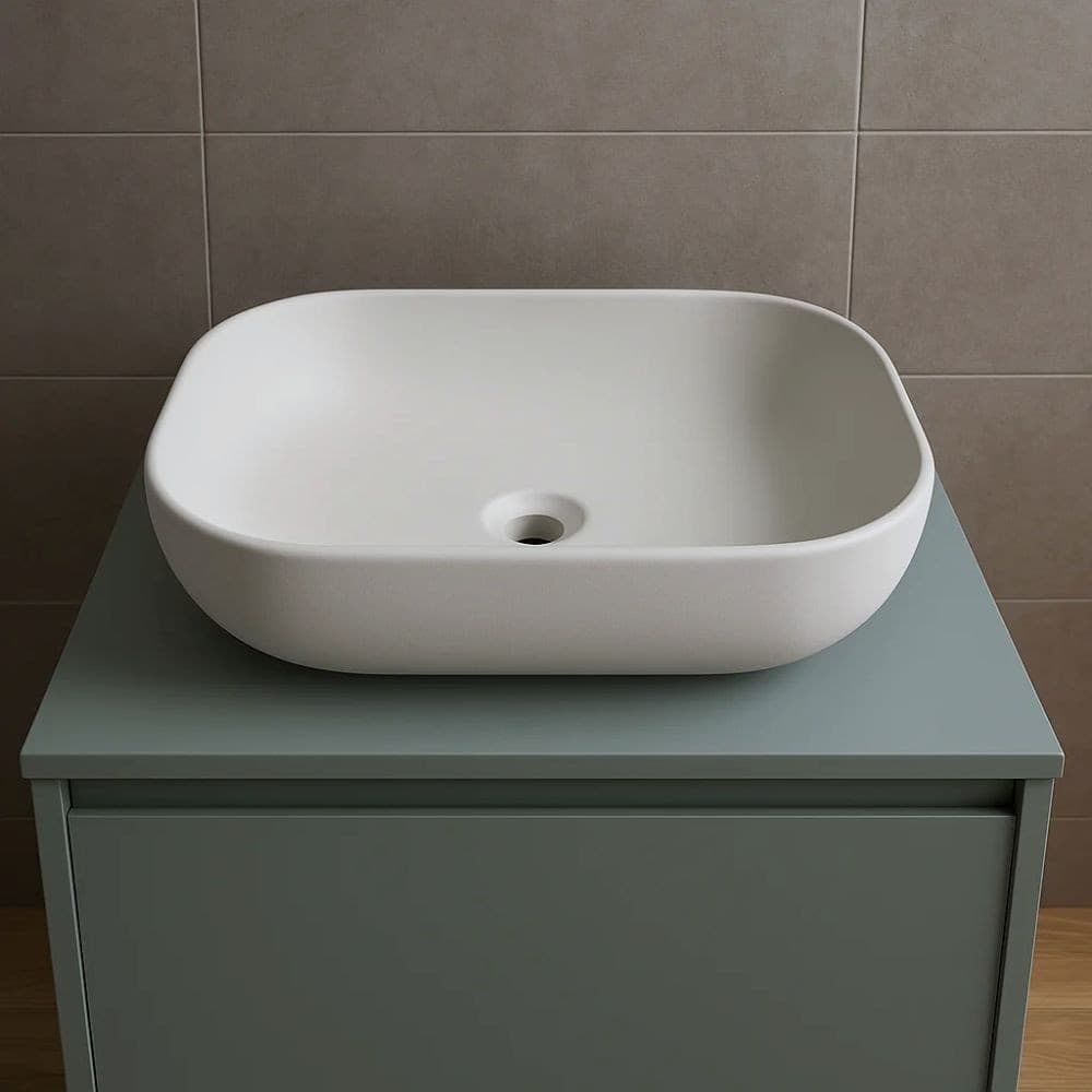 Lavabo Da Appoggio Ceramica Bianco Rettangolare Arredo Bagno cm 45,5x32,5x13,5 - 12