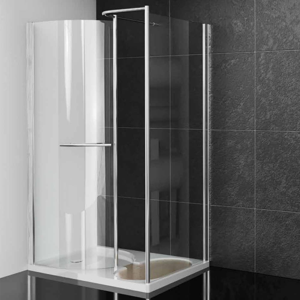 Ogomondo Walk-in Doccia Angolare Cristallo 6 mm Completo di Piatto Doccia