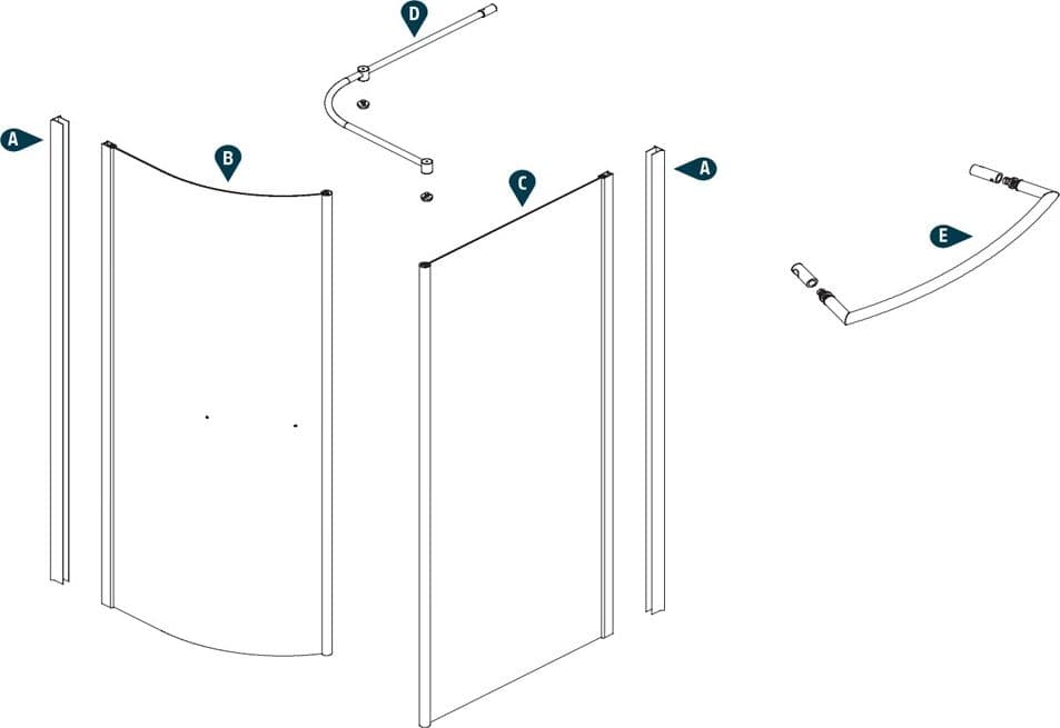 Ogomondo Walk-in Doccia Angolare Cristallo 6 mm Completo di Piatto Doccia - 3