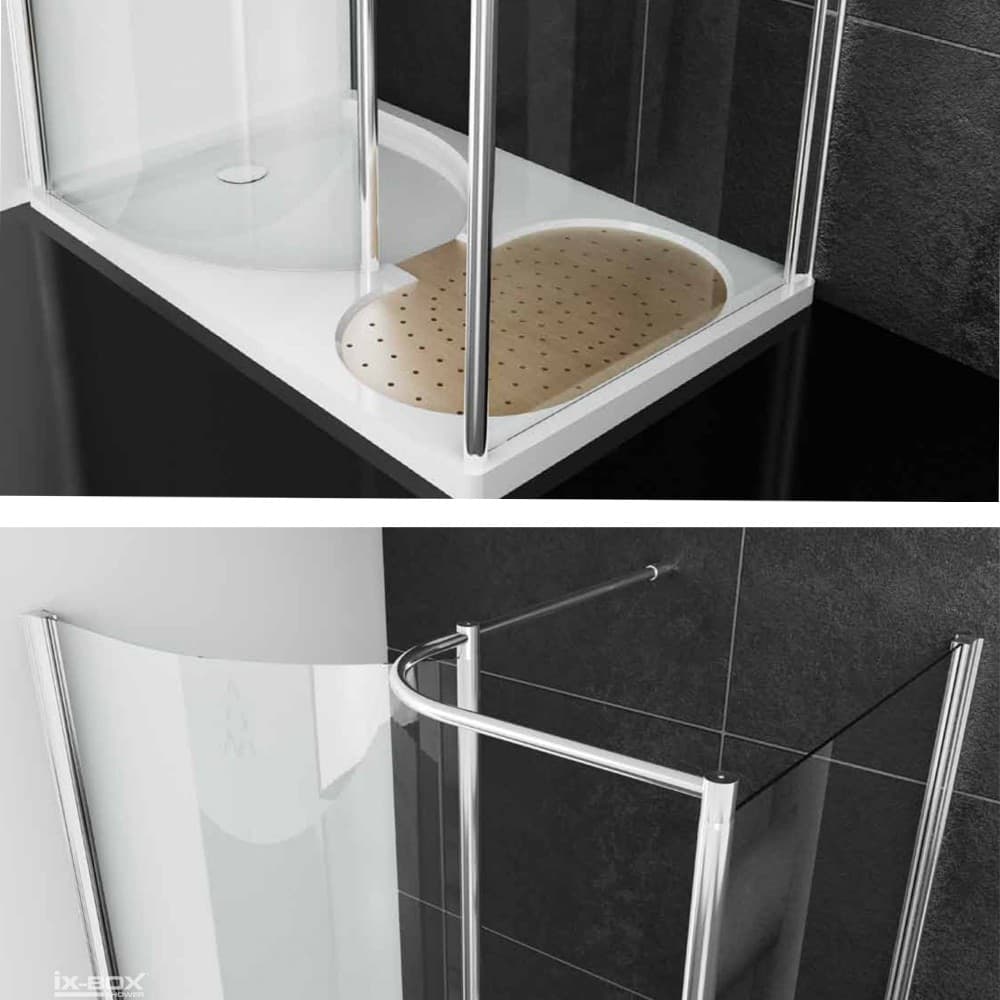 Ogomondo Walk-in Doccia Angolare Cristallo 6 mm Completo di Piatto Doccia - 4