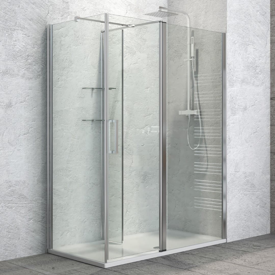 Ogomondo Walk-in Doccia Angolare con Porta Battente e Lati Fissi 8 mm - 4
