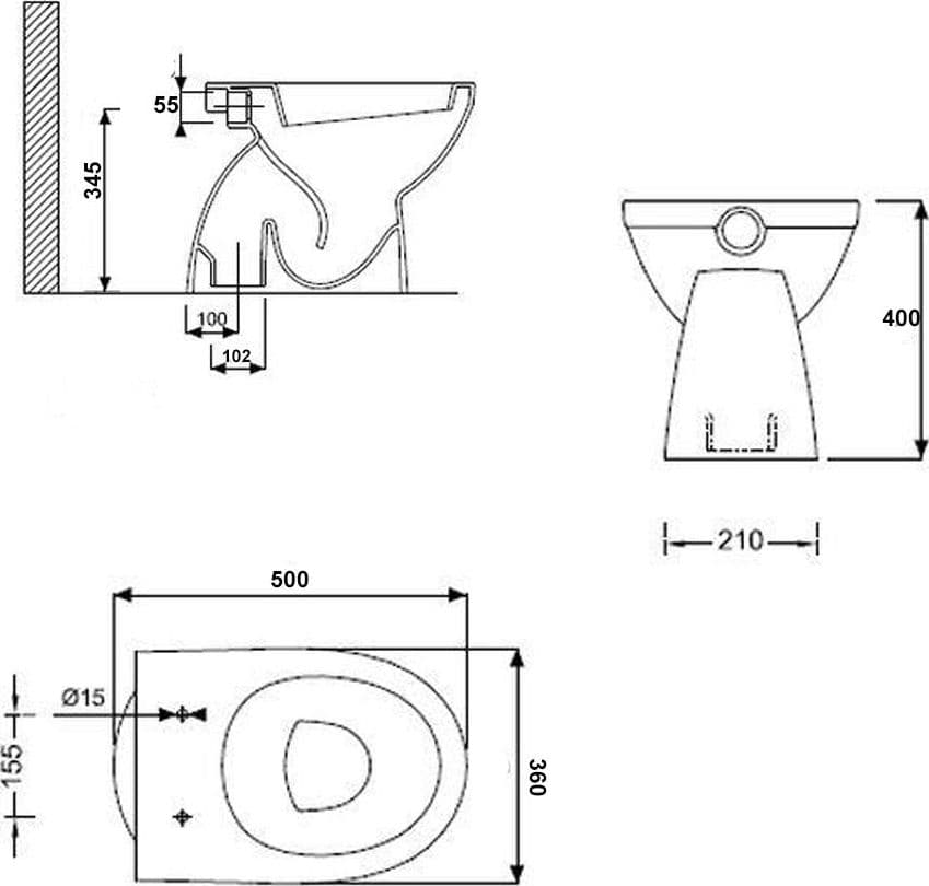 Sanitari in Ceramica A Pavimento Vaso WC + Bidet Selnova 3 - 2