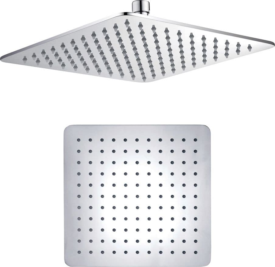 Soffione Doccia Quadrato Acciaio Inox 4 Mm Spessore Effetto Pioggia Varie Misure Bagno - 3