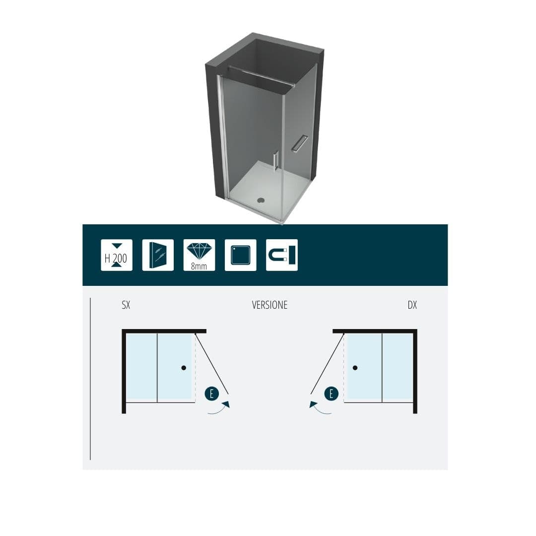 Ogomondo Box Doccia Angolare Cristallo 8 mm Battente e Lato fisso - 2