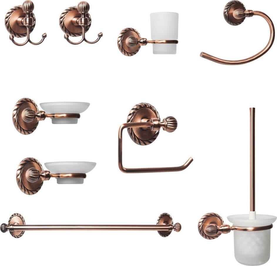 Ogomondo Set 9 Pezzi Accessori da Bagno OLD Ottone Ramato - 1