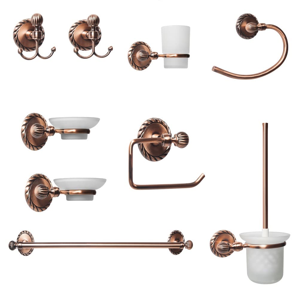 Ogomondo Set 9 Pezzi Accessori da Bagno OLD Ottone Ramato - 2