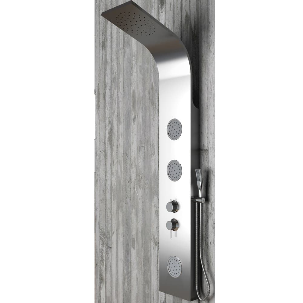 Colonna Doccia 014 Acciaio Inox 3 Funzioni 3 Bocchette Idro Lombari L21xP44xH155 - 12