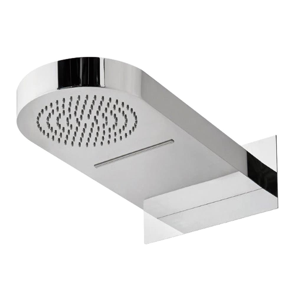 Soffione Doccia a Parete Acciaio Inox Punta Tonda Con Cascata - 3