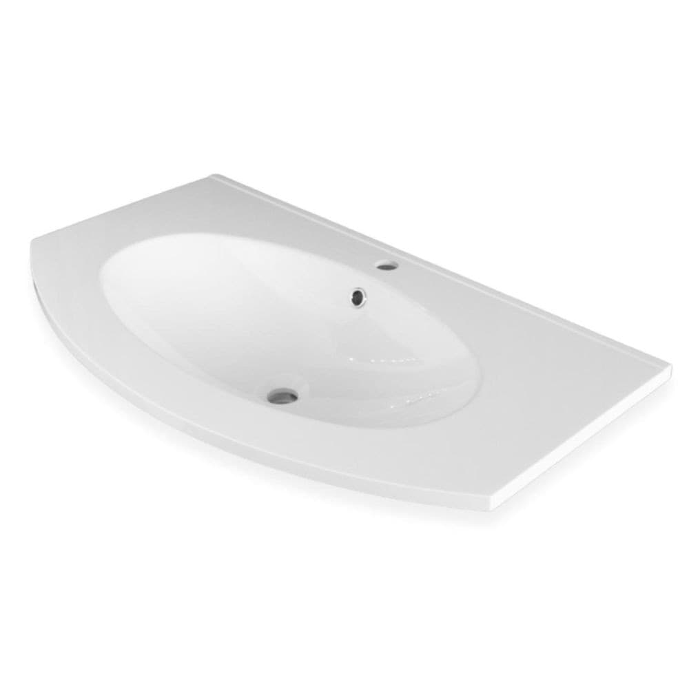 Lavabo Incasso Mineral Marmo Bianco Rettangolare Curvo 91X51 Cm - 2