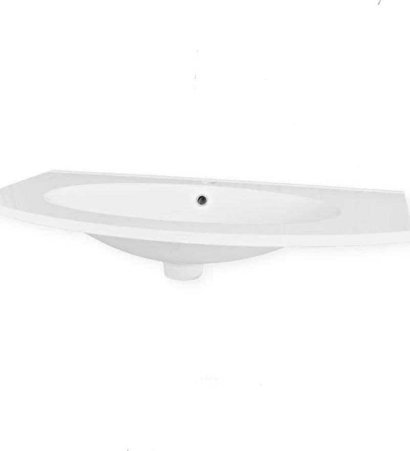 Lavabo Incasso Mineral Marmo Bianco Rettangolare Curvo 91X51 Cm - 5