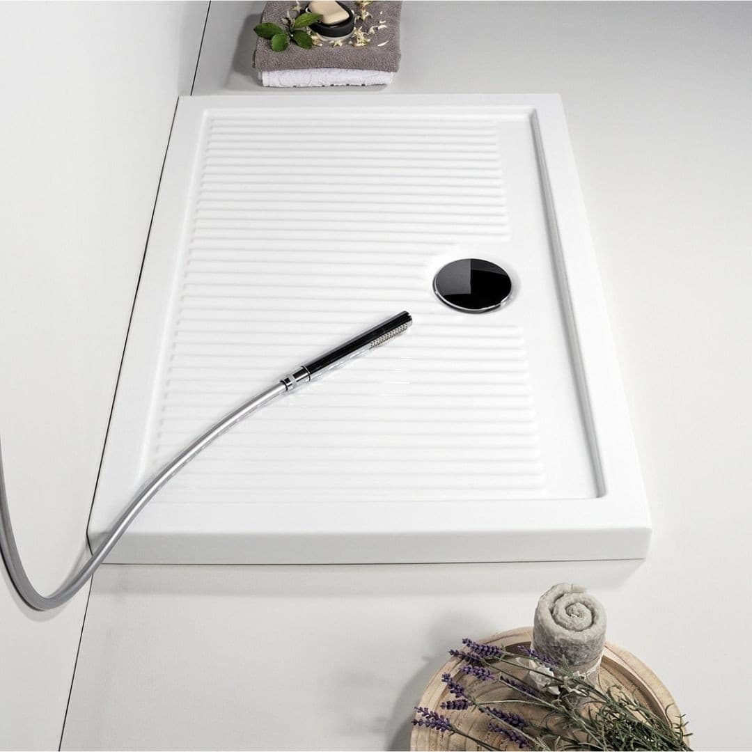 Piatto doccia in Porcellana Altezza 6,5 cm Bianco Quadrato o Rettangolare - 26