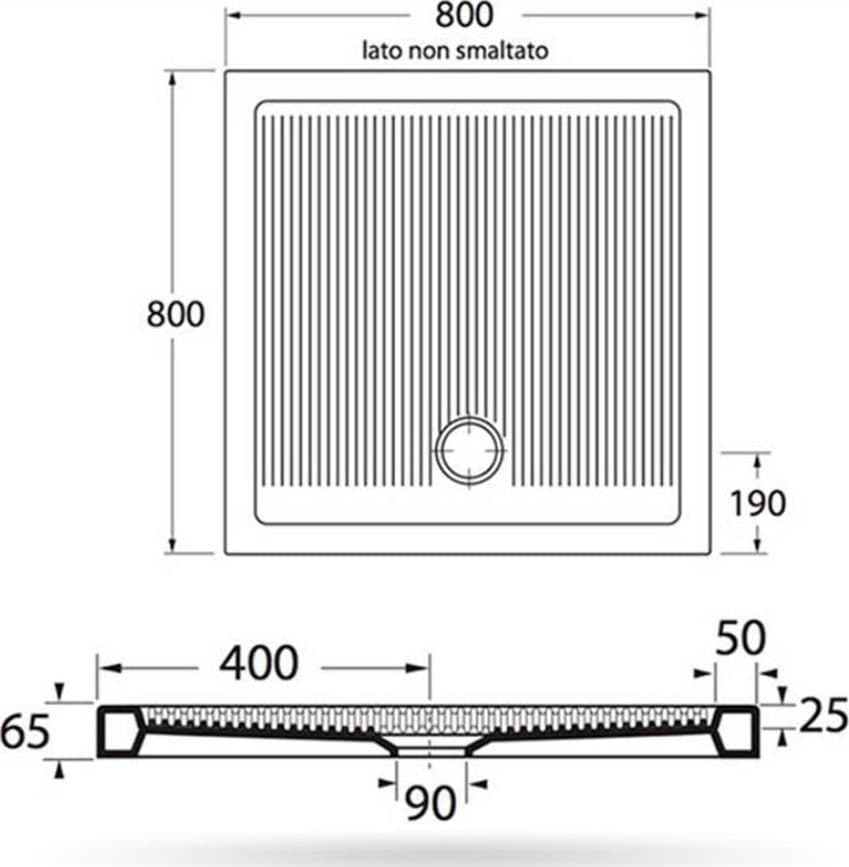 Piatto doccia in Porcellana Altezza 6,5 cm Bianco Quadrato o Rettangolare - 8