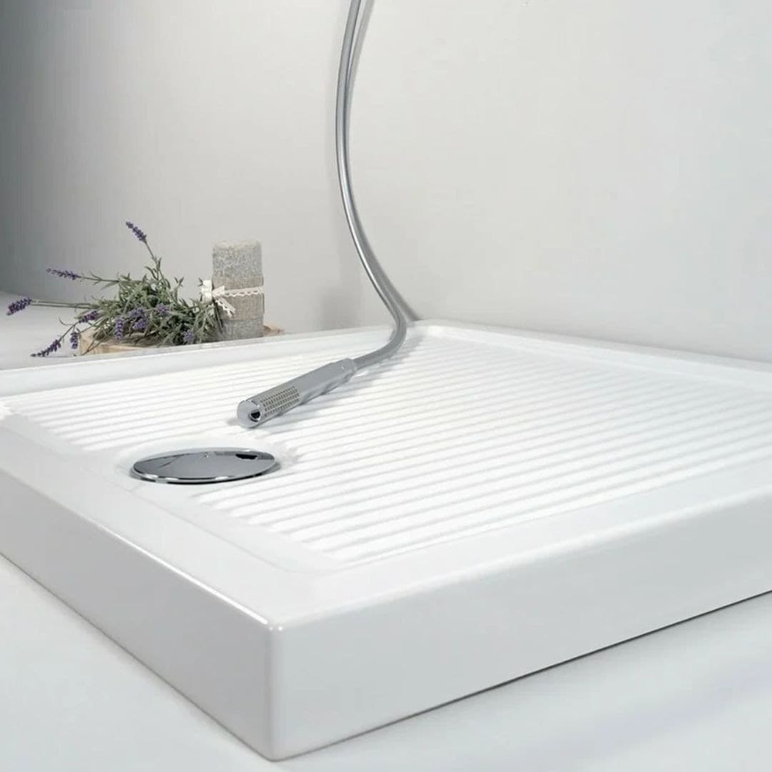 Piatto doccia in Porcellana Altezza 6,5 cm Bianco Quadrato o Rettangolare - 10
