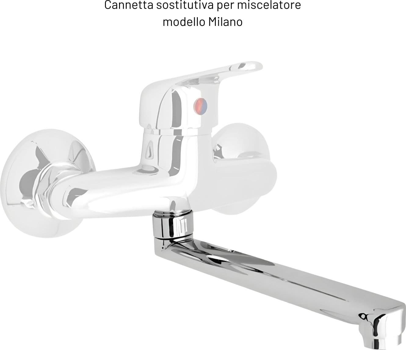 Canna Dritta in Ottone Cromato per Miscelatore a Muro modello Milano - 6