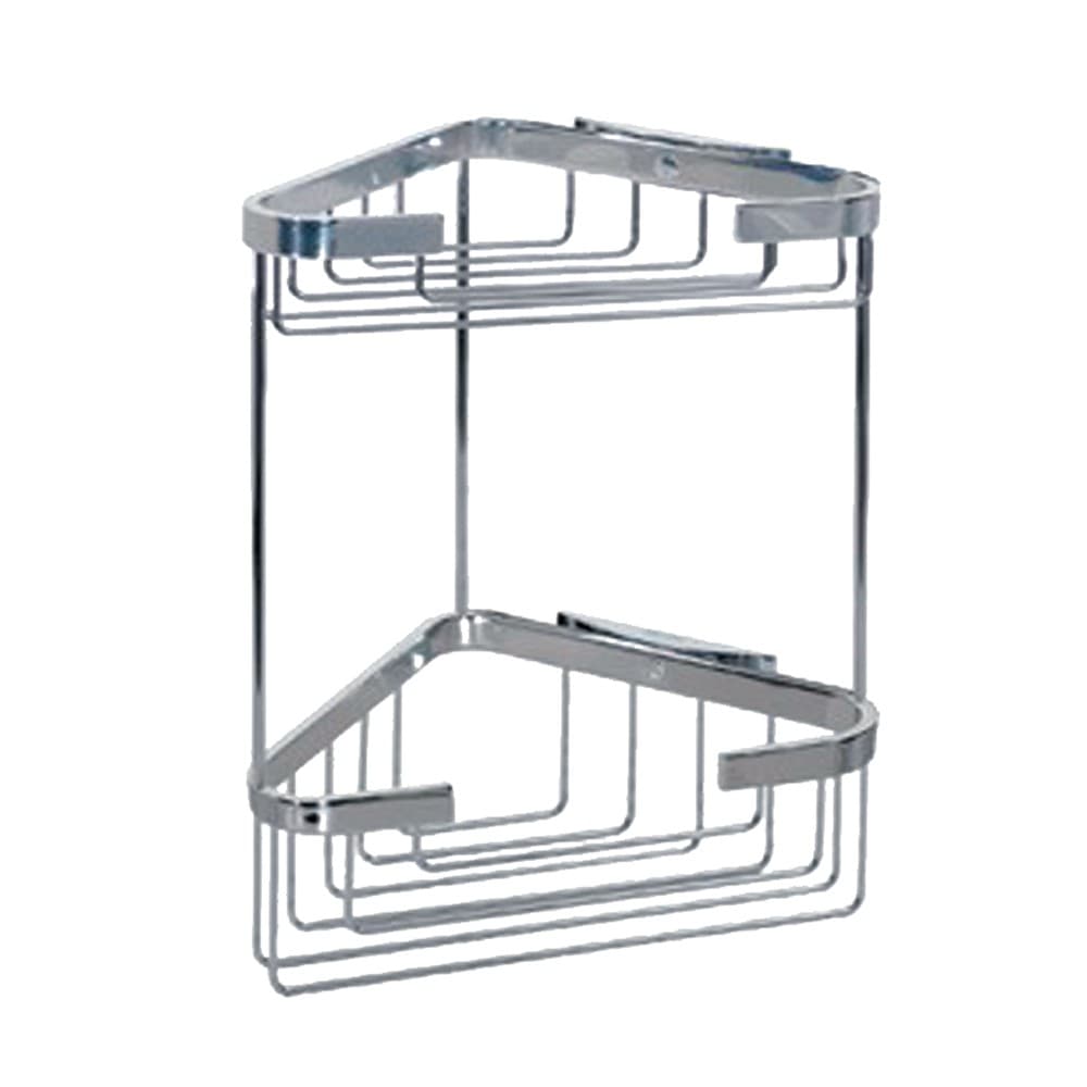 Ogomondo Angolare Doccia Double 2 Ripiani in Ottone Cromato Misure 25x15 cm - 2