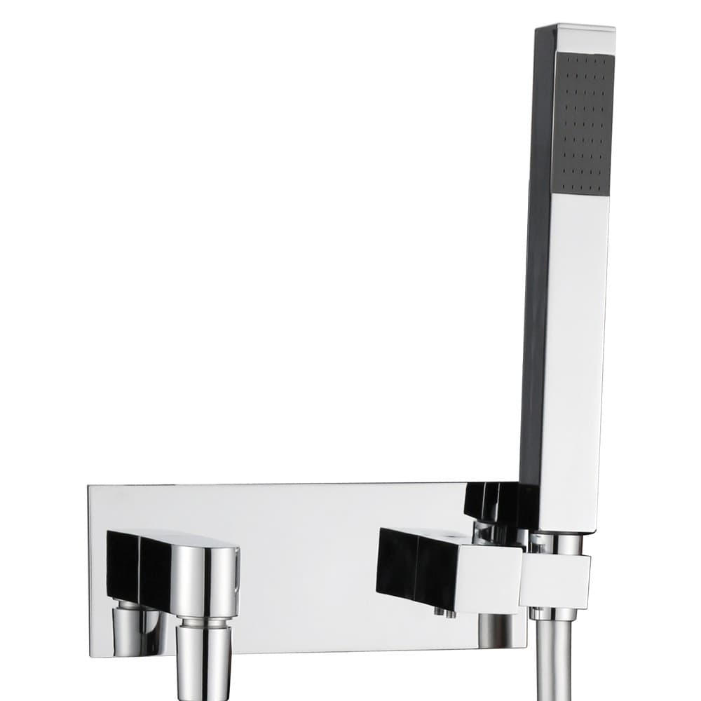 Kit Set Doccia Ottone Cromato Completo di Supporto Presa Acqua Con Flessibile E Doccetta Quadra - 4