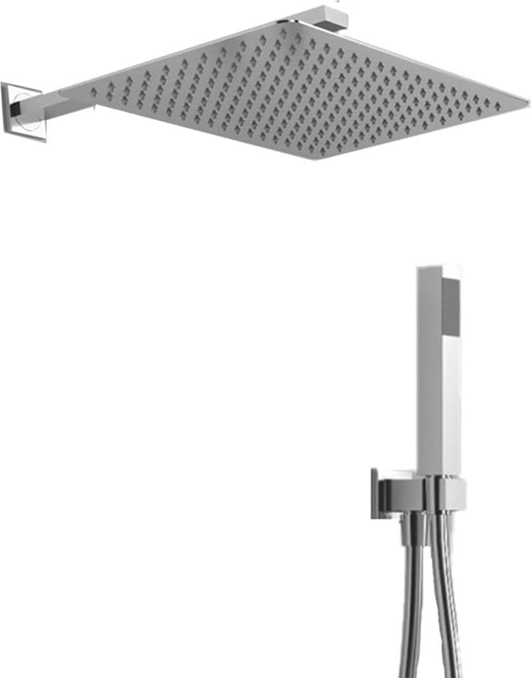Kit Doccia Rettangolare 40x25 cm Completo Soffione Braccio Presa Acqua Doccetta Laccio - 3