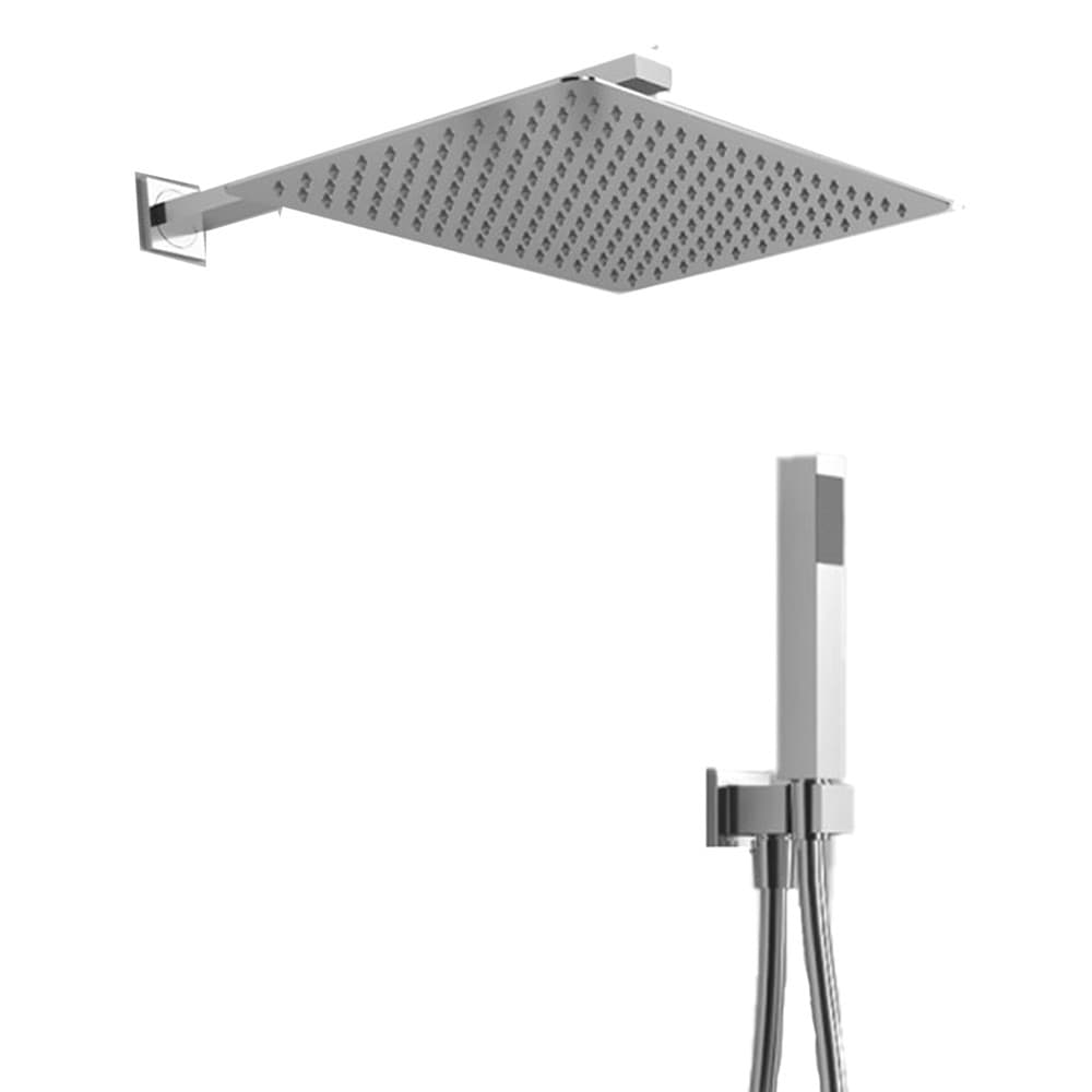 Kit Doccia Rettangolare 40x25 cm Completo Soffione Braccio Presa Acqua Doccetta Laccio - 3