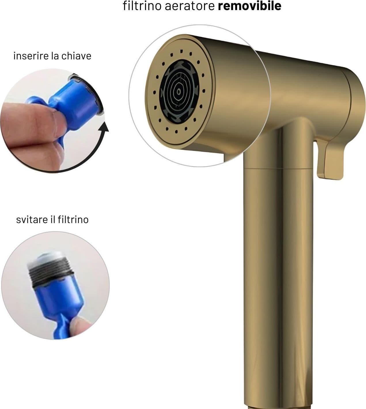 Idroscopino Wc Doccetta Ottone Portatile ShutOff Monogetto Con Leva Ogomondo Kit - 106