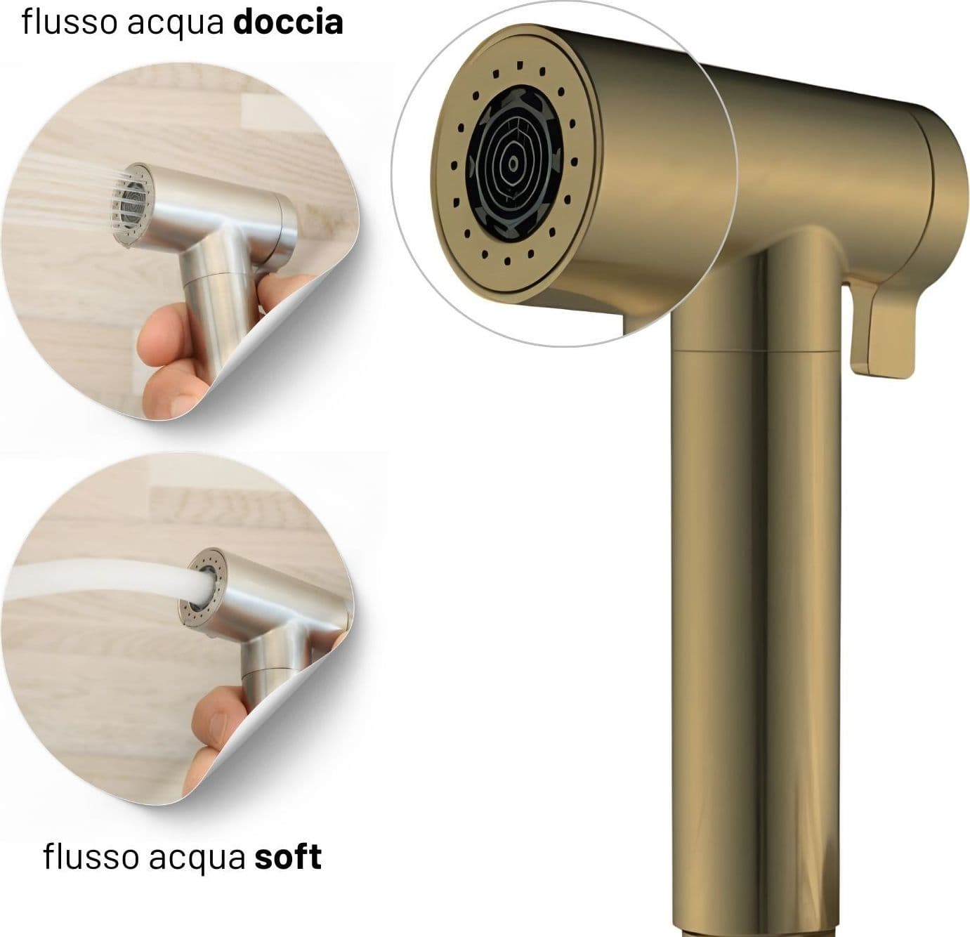 Idroscopino Wc Doccetta Ottone Portatile ShutOff Monogetto Con Leva Ogomondo Kit - 107
