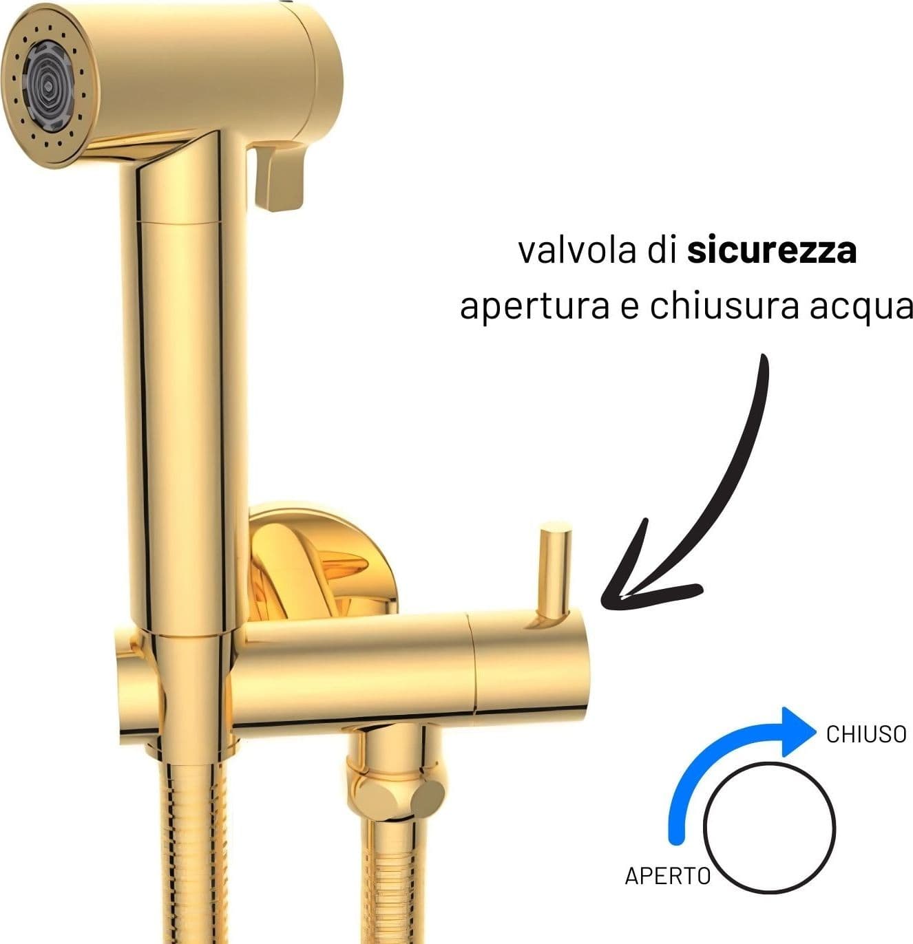 Idroscopino Wc Doccetta Ottone Portatile ShutOff Monogetto Con Leva Ogomondo Kit - 111