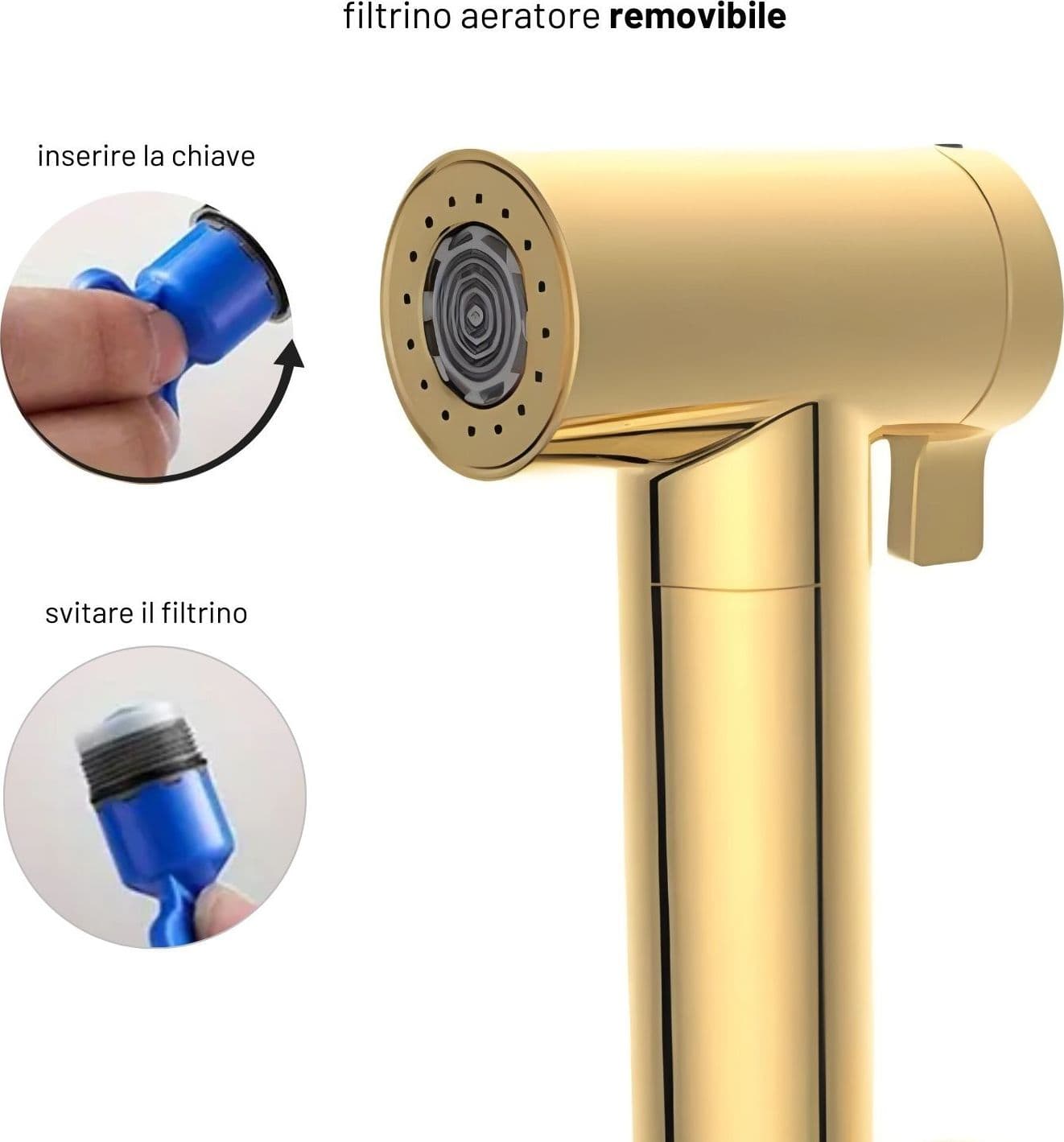 Idroscopino Wc Doccetta Ottone Portatile ShutOff Monogetto Con Leva Ogomondo Kit - 112