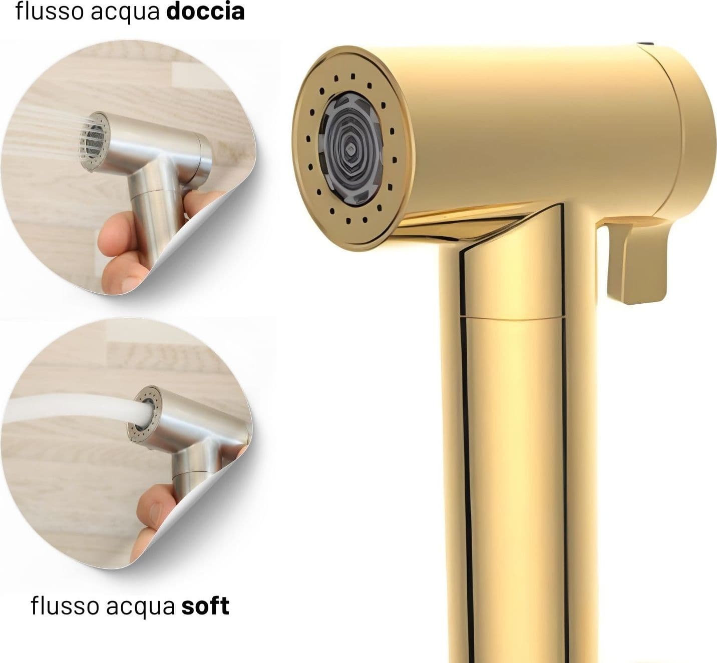 Idroscopino Wc Doccetta Ottone Portatile ShutOff Monogetto Con Leva Ogomondo Kit - 113