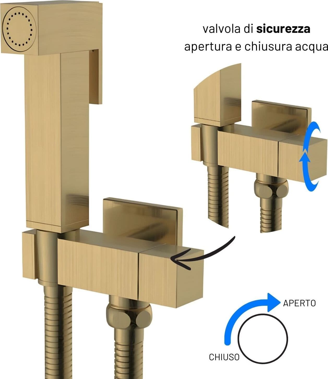 Idroscopino Wc Doccetta Ottone Portatile ShutOff Monogetto Con Leva Ogomondo Kit - 115