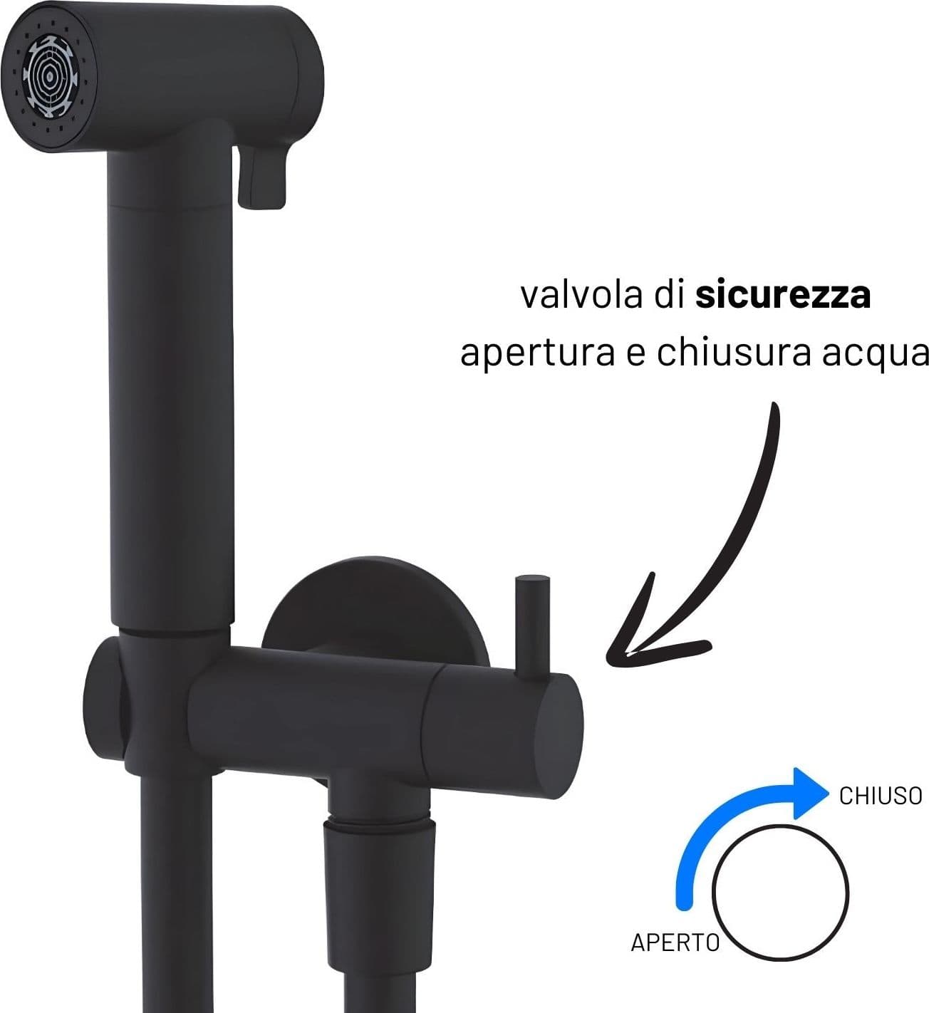 Idroscopino Wc Doccetta Ottone Portatile ShutOff Monogetto Con Leva Ogomondo Kit - 18