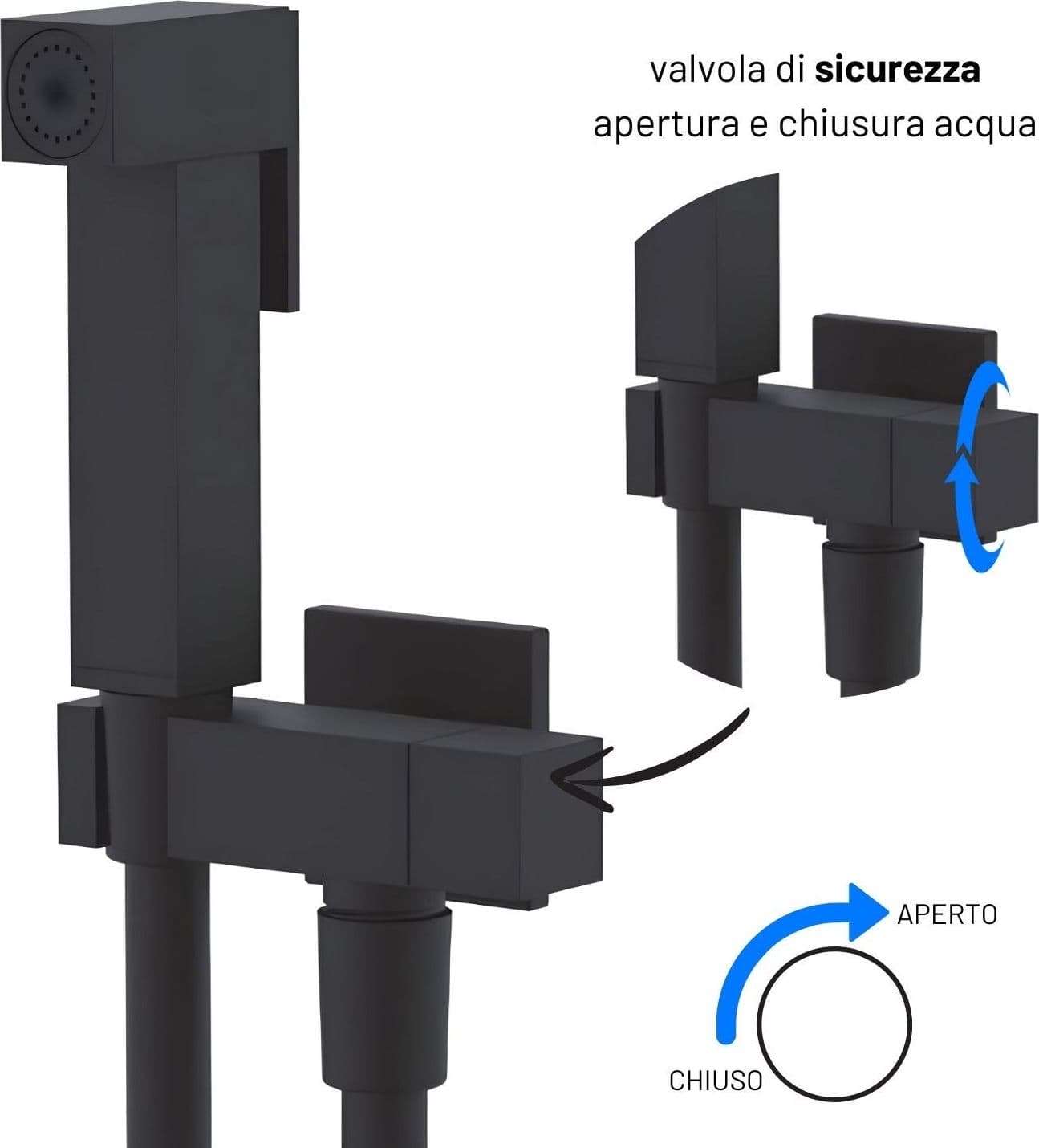 Idroscopino Wc Doccetta Ottone Portatile ShutOff Monogetto Con Leva Ogomondo Kit - 26