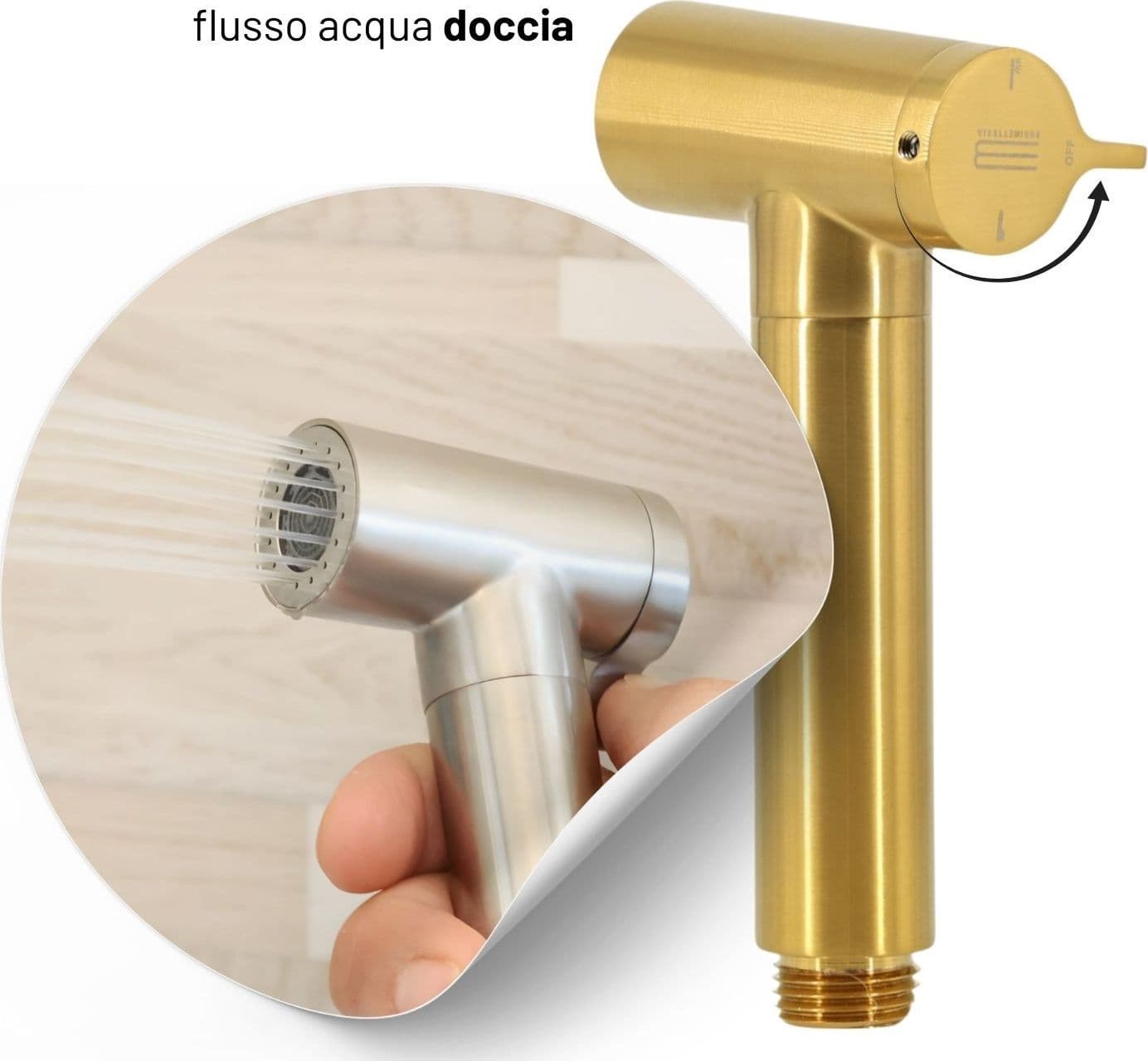 Idroscopino Wc Doccetta Ottone Portatile ShutOff Monogetto Con Leva Ogomondo Kit - 31