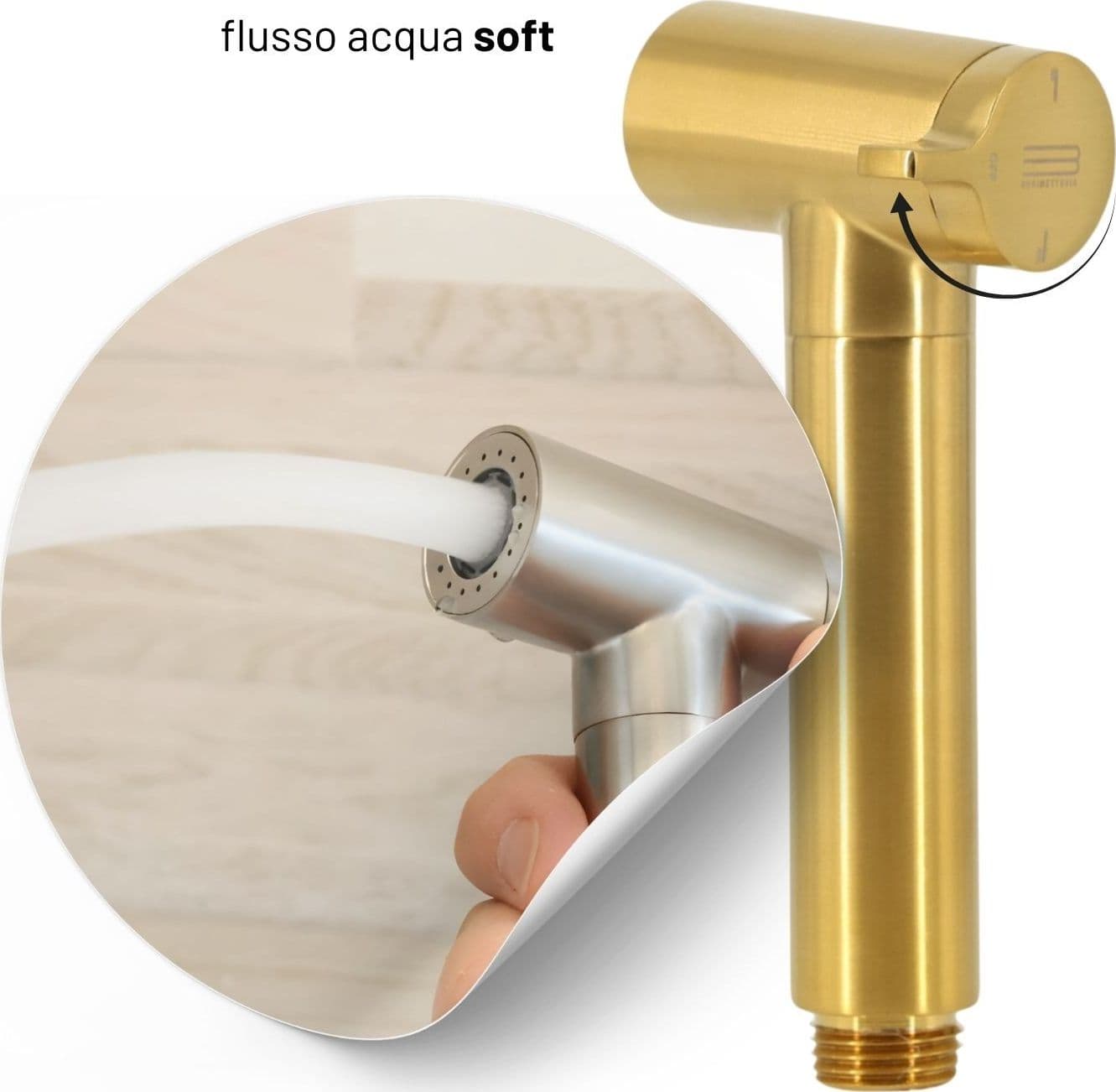 Idroscopino Wc Doccetta Ottone Portatile ShutOff Monogetto Con Leva Ogomondo Kit - 32