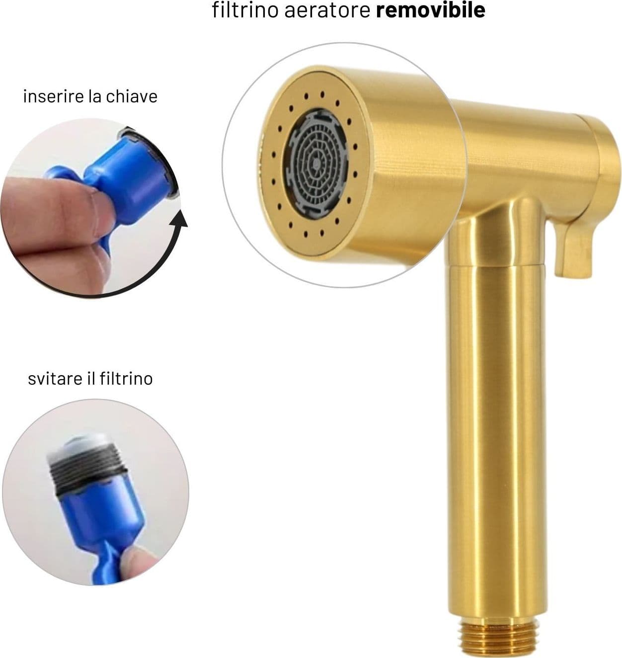 Idroscopino Wc Doccetta Ottone Portatile ShutOff Monogetto Con Leva Ogomondo Kit - 33