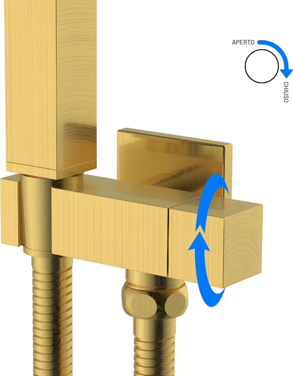 Idroscopino Wc Doccetta Ottone Portatile ShutOff Monogetto Con Leva Ogomondo Kit - 38