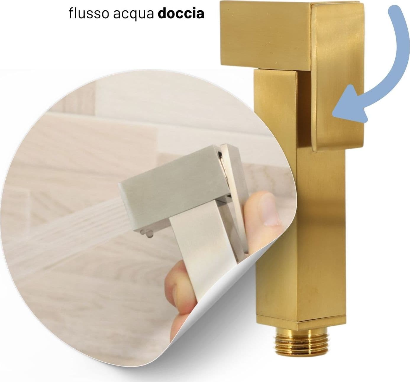 Idroscopino Wc Doccetta Ottone Portatile ShutOff Monogetto Con Leva Ogomondo Kit - 39