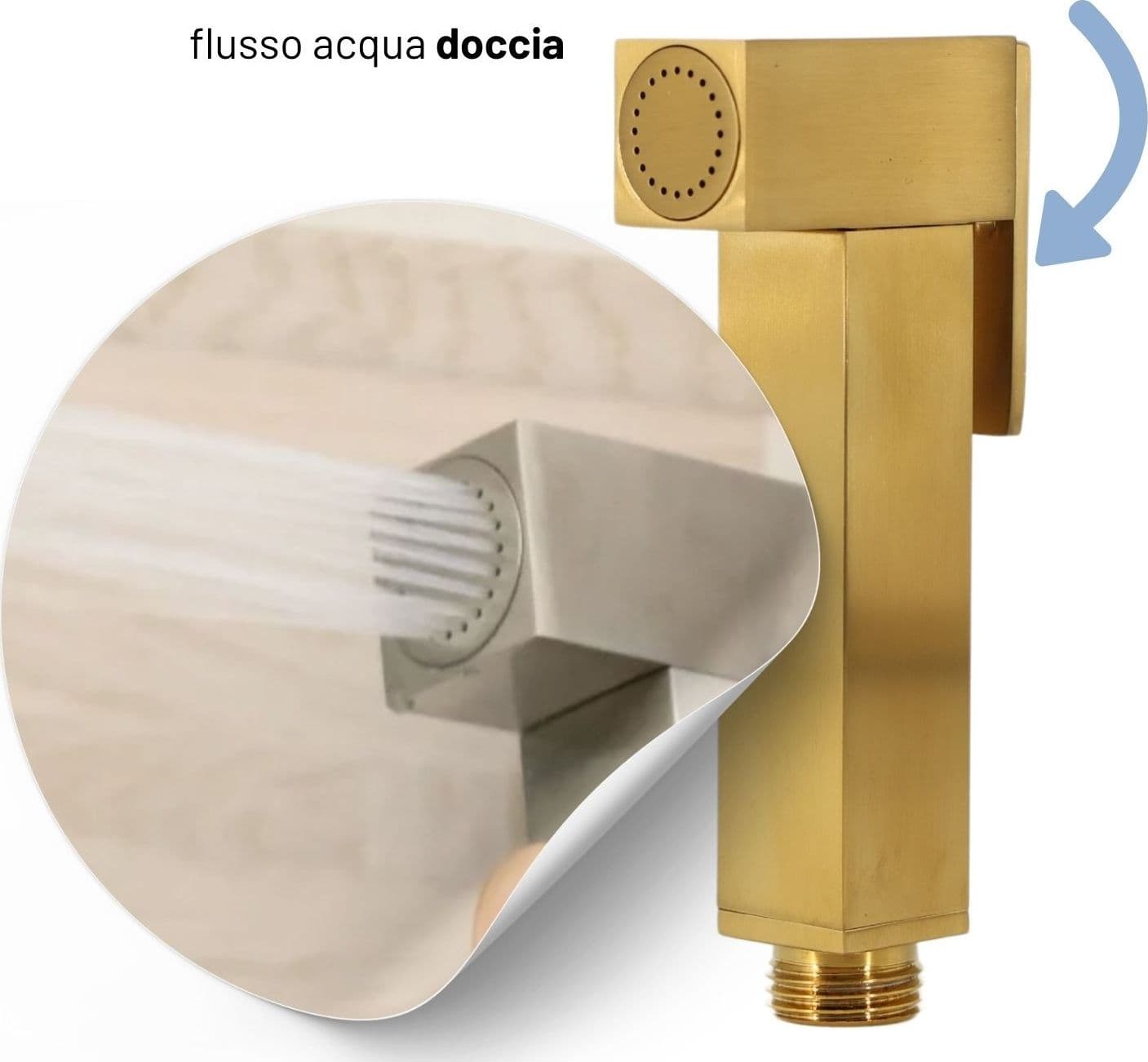 Idroscopino Wc Doccetta Ottone Portatile ShutOff Monogetto Con Leva Ogomondo Kit - 40