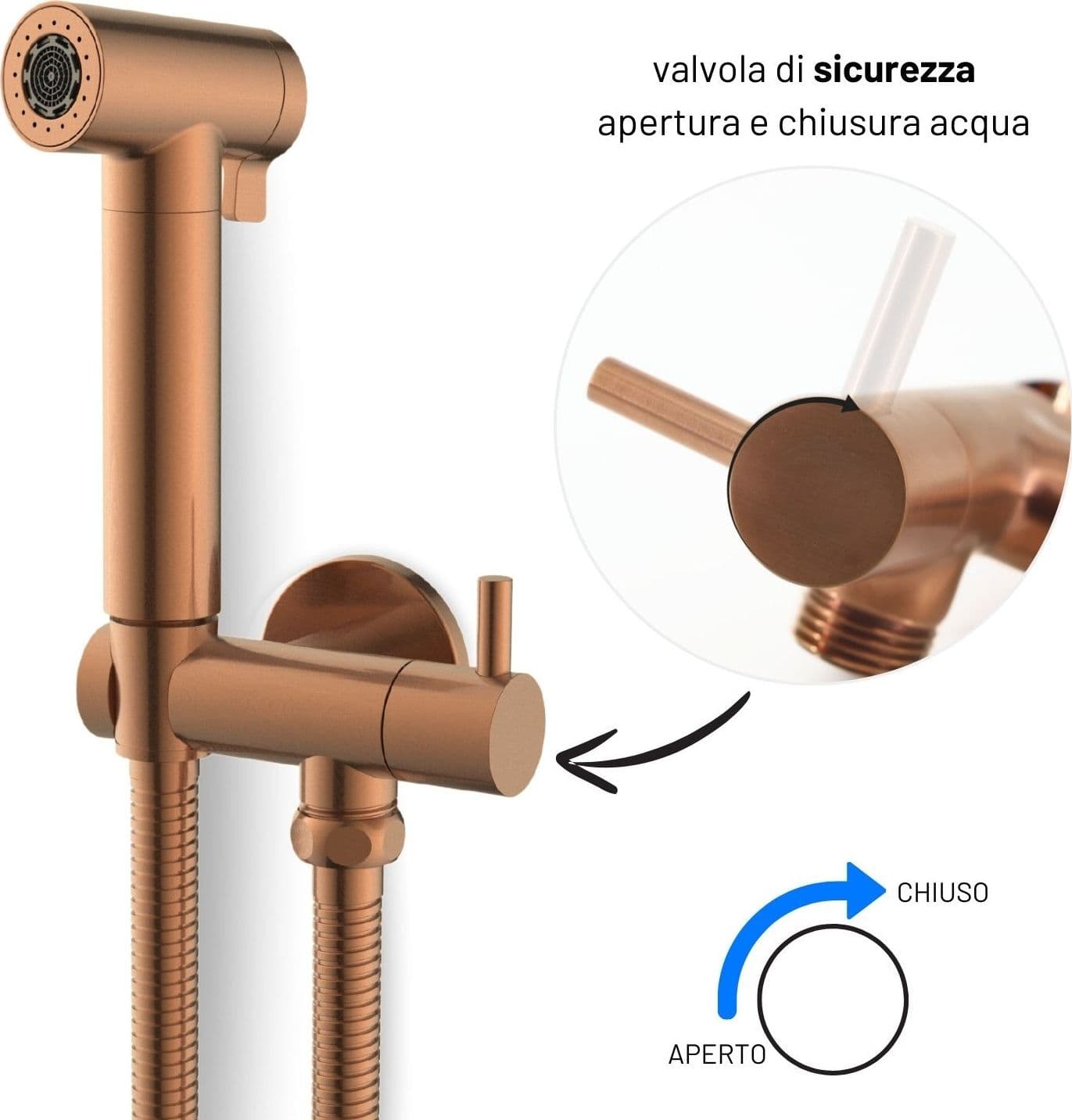 Idroscopino Wc Doccetta Ottone Portatile ShutOff Monogetto Con Leva Ogomondo Kit - 45