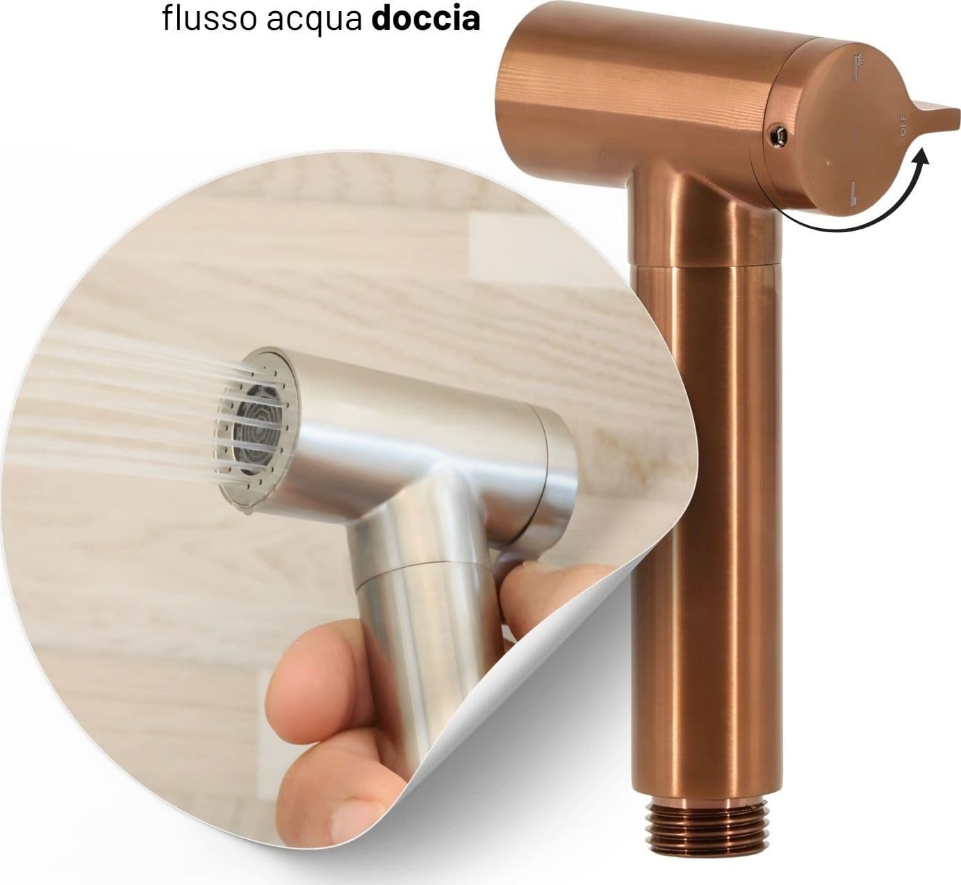Idroscopino Wc Doccetta Ottone Portatile ShutOff Monogetto Con Leva Ogomondo Kit - 46