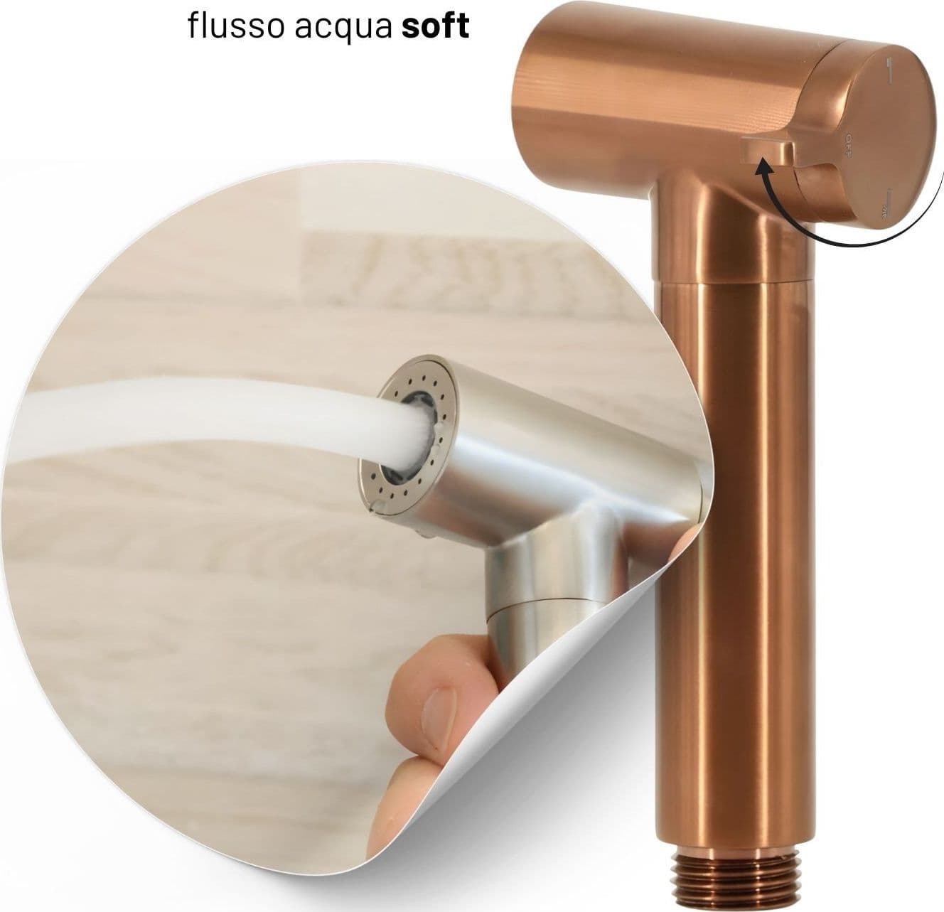 Idroscopino Wc Doccetta Ottone Portatile ShutOff Monogetto Con Leva Ogomondo Kit - 47