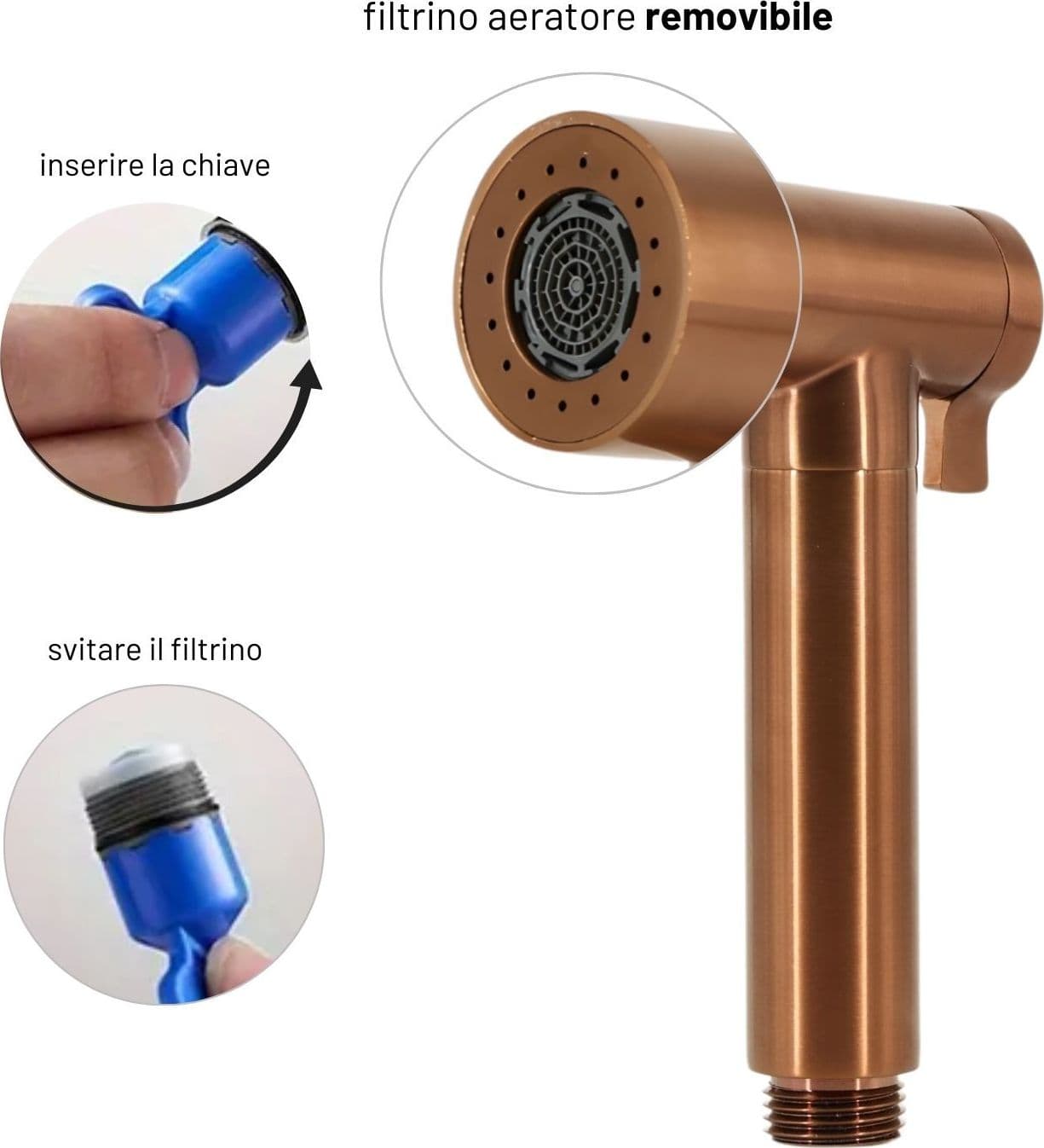 Idroscopino Wc Doccetta Ottone Portatile ShutOff Monogetto Con Leva Ogomondo Kit - 48
