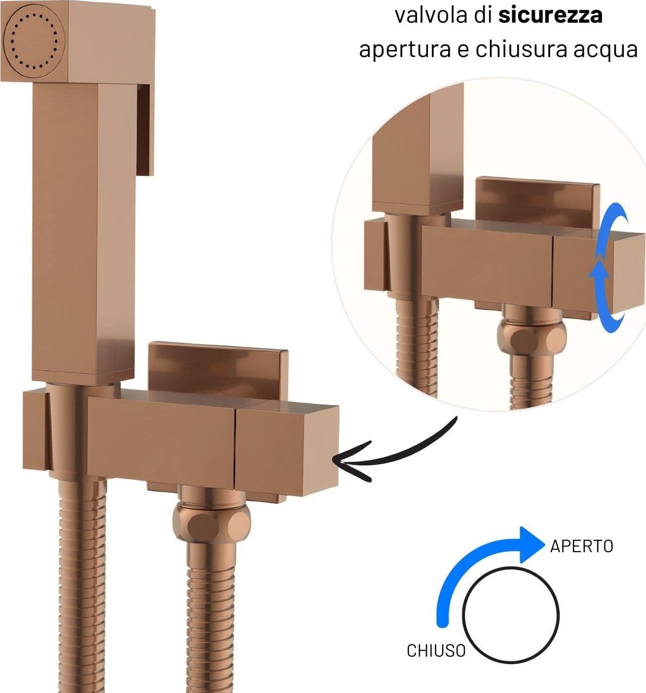 Idroscopino Wc Doccetta Ottone Portatile ShutOff Monogetto Con Leva Ogomondo Kit - 53