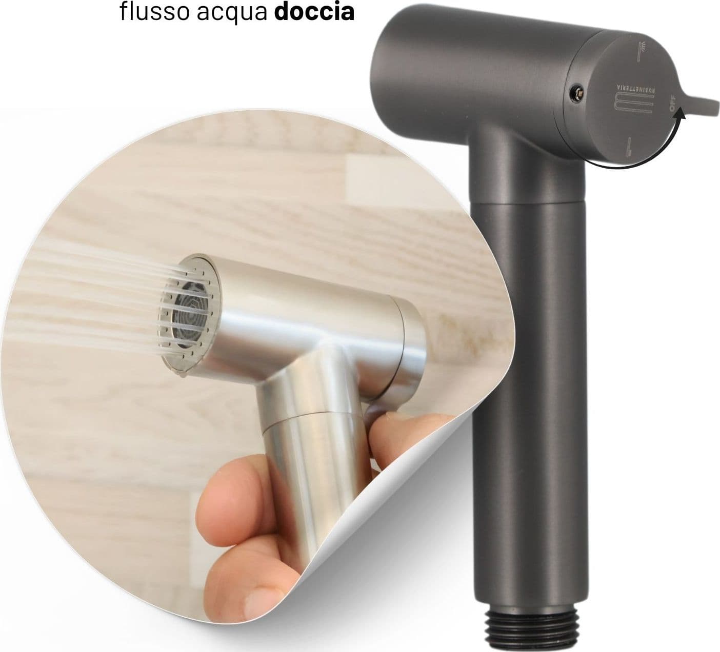 Idroscopino Wc Doccetta Ottone Portatile ShutOff Monogetto Con Leva Ogomondo Kit - 62