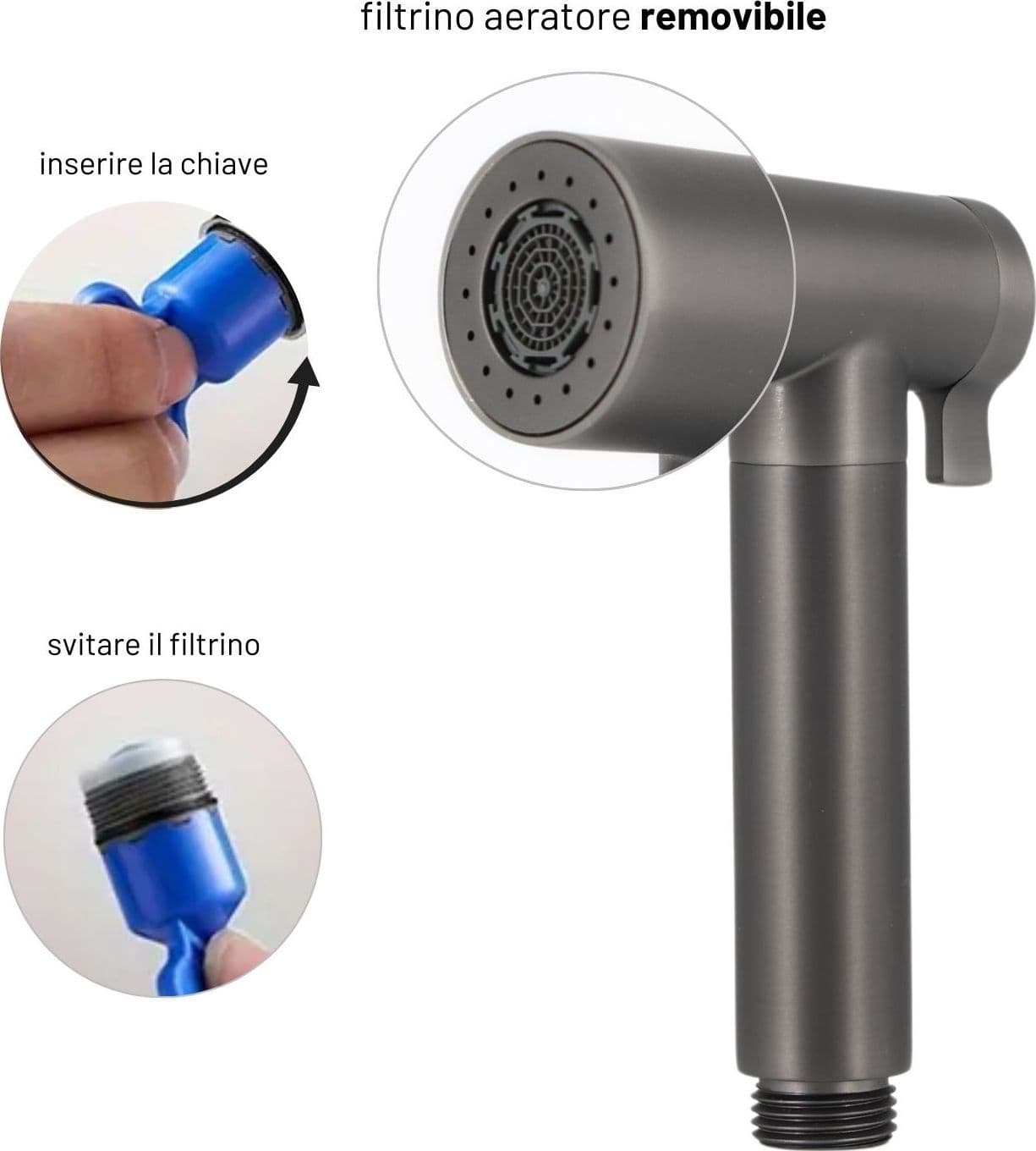 Idroscopino Wc Doccetta Ottone Portatile ShutOff Monogetto Con Leva Ogomondo Kit - 64