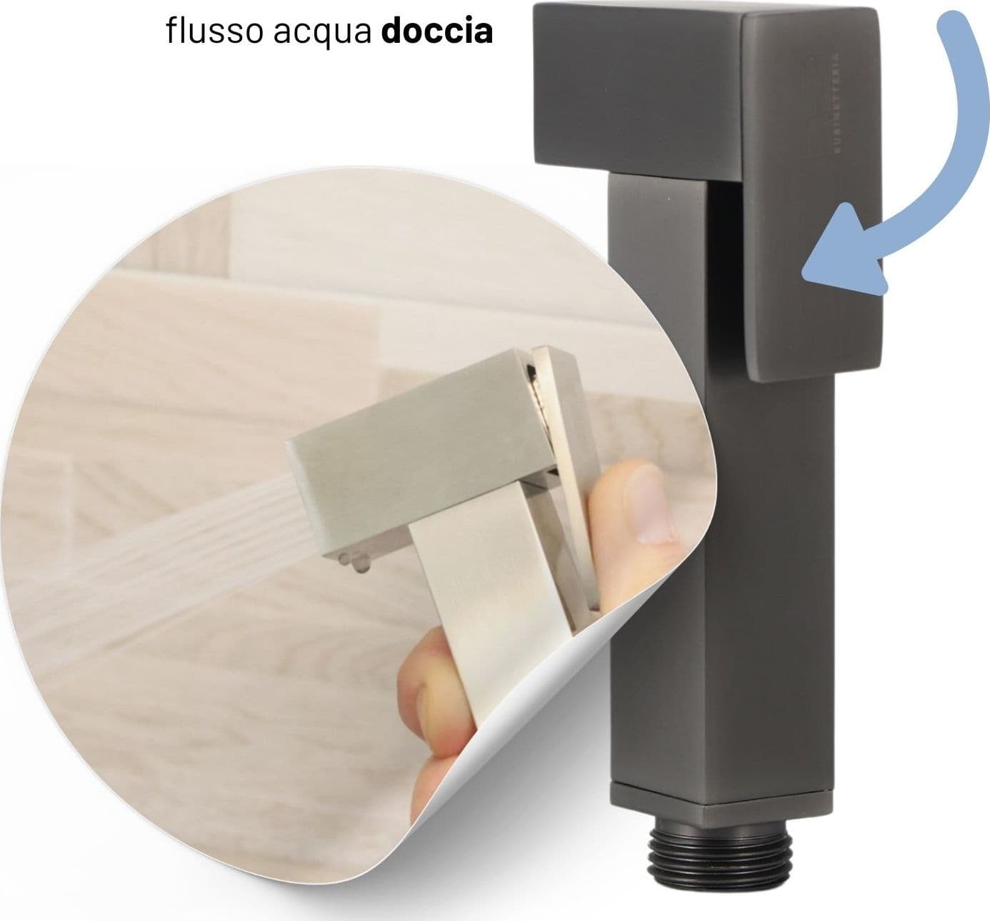 Idroscopino Wc Doccetta Ottone Portatile ShutOff Monogetto Con Leva Ogomondo Kit - 68