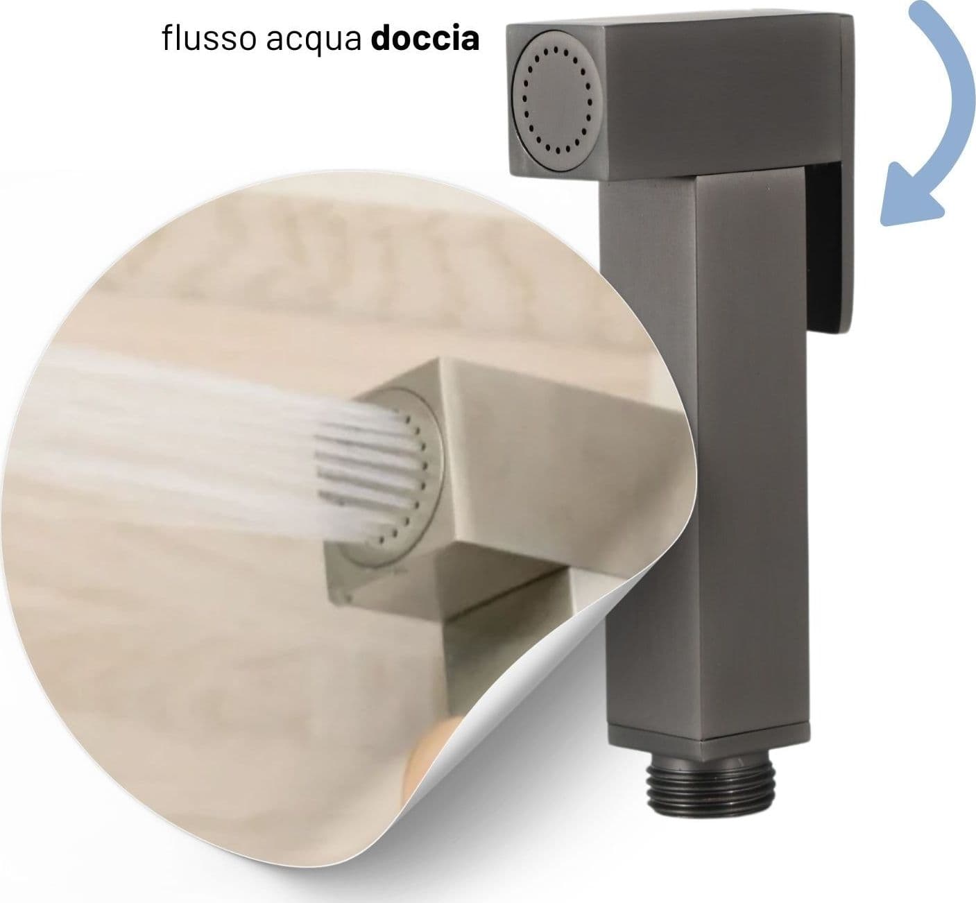 Idroscopino Wc Doccetta Ottone Portatile ShutOff Monogetto Con Leva Ogomondo Kit - 69