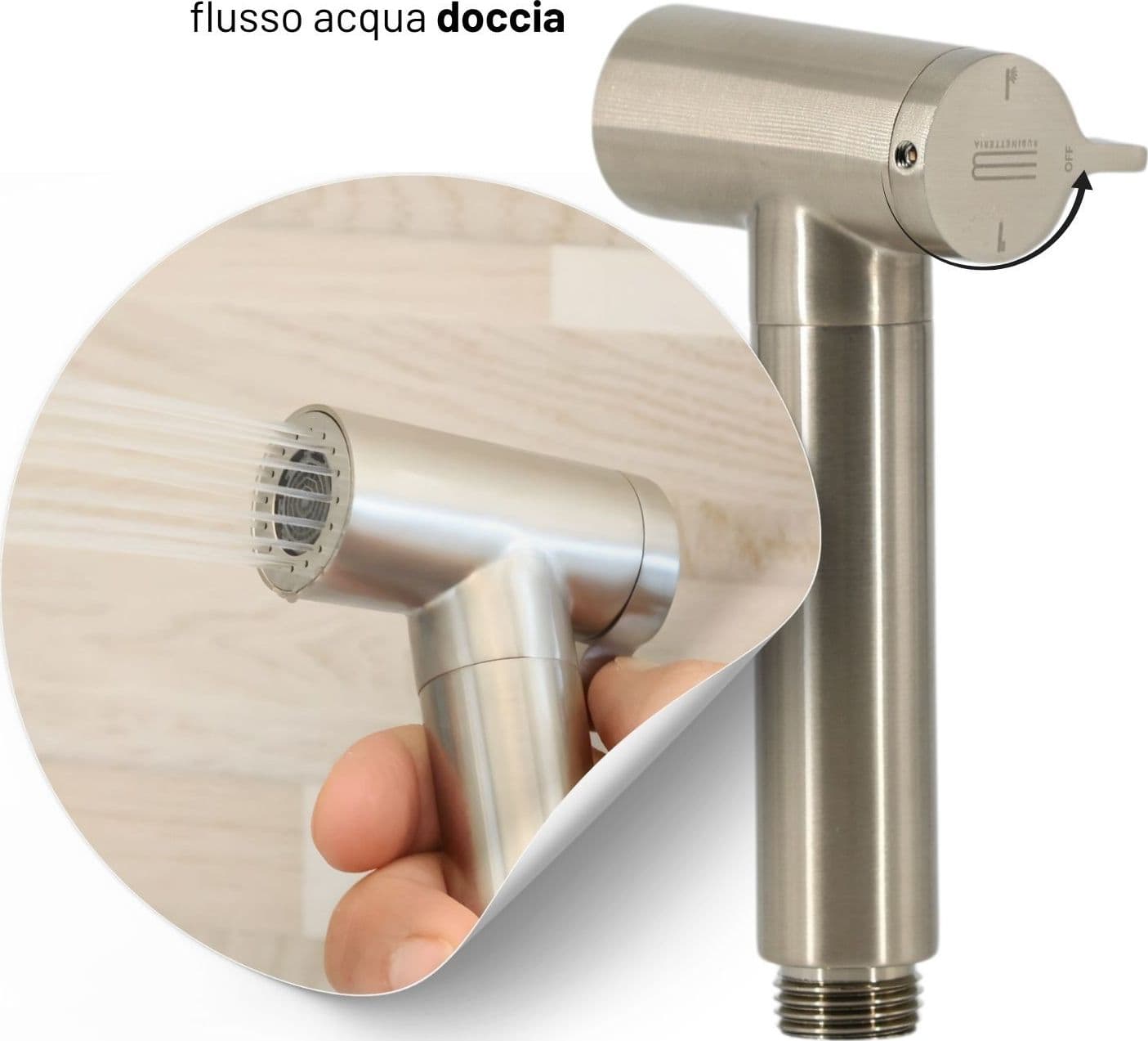 Idroscopino Wc Doccetta Ottone Portatile ShutOff Monogetto Con Leva Ogomondo Kit - 75