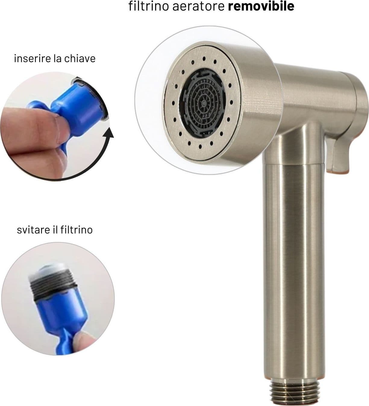 Idroscopino Wc Doccetta Ottone Portatile ShutOff Monogetto Con Leva Ogomondo Kit - 77