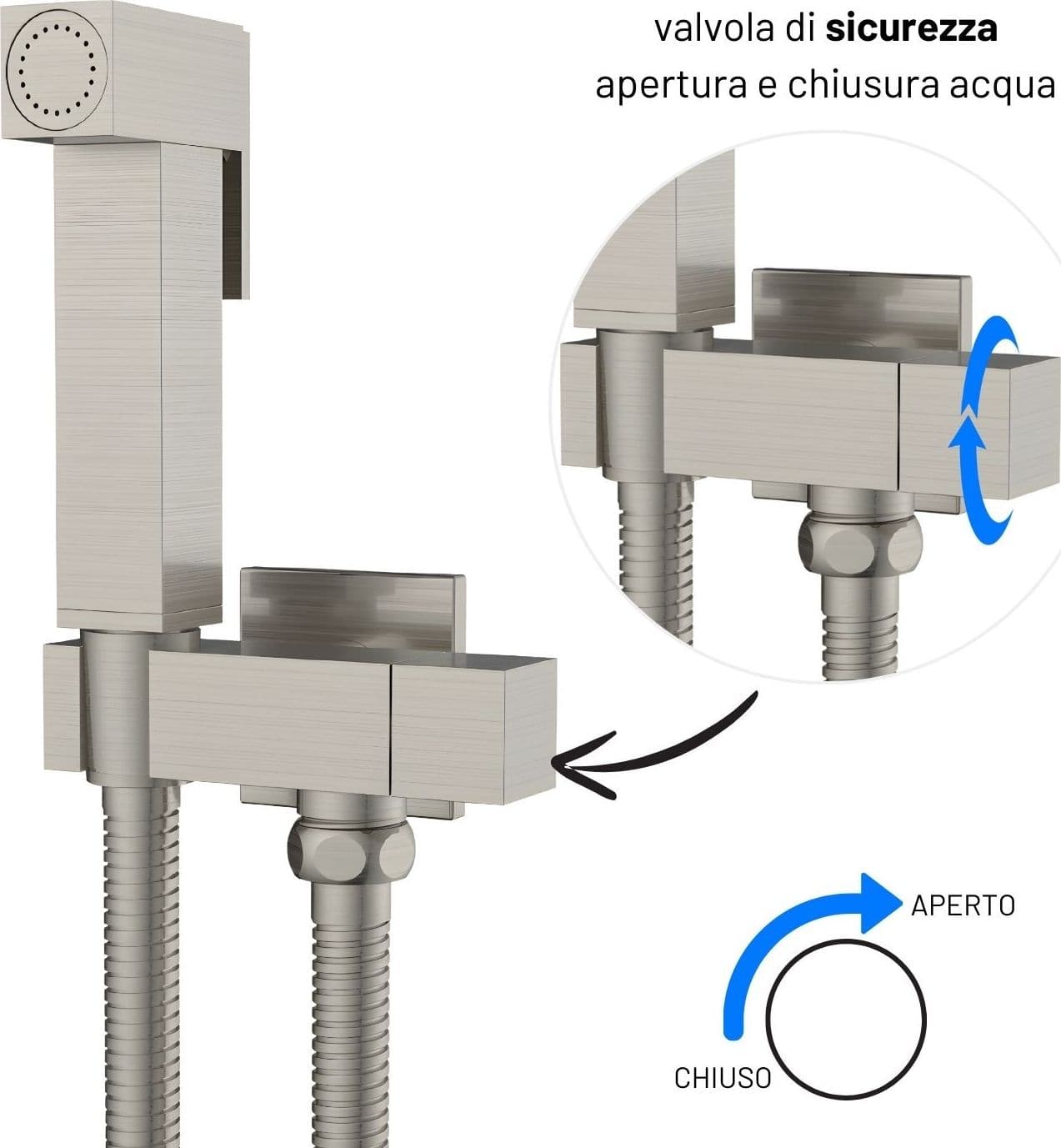 Idroscopino Wc Doccetta Ottone Portatile ShutOff Monogetto Con Leva Ogomondo Kit - 81
