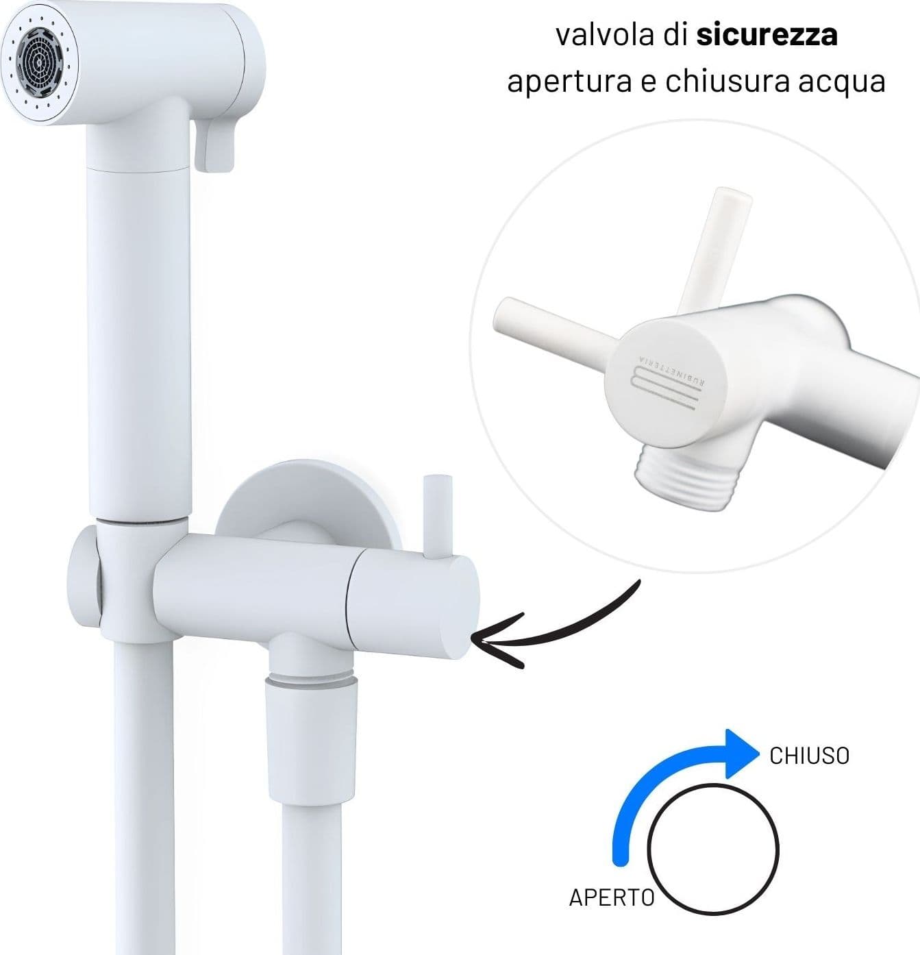 Idroscopino Wc Doccetta Ottone Portatile ShutOff Monogetto Con Leva Ogomondo Kit - 89